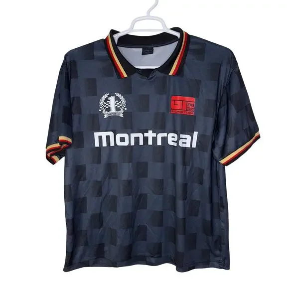 Cotton On Men's Large Pit Stop Soccer Jersey Racing Montreal Collared EUC - Picture 1 of 4